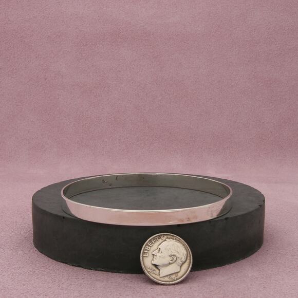 sterling silver vintage 6mm smooth stack bangle bracelet size 8in - Picture 2 of 3